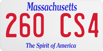 MA license plate 260CS4