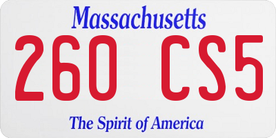 MA license plate 260CS5