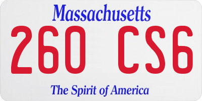 MA license plate 260CS6