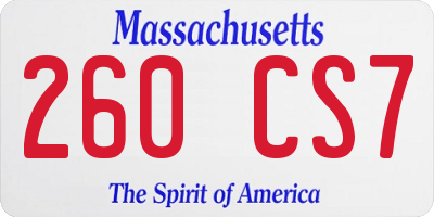 MA license plate 260CS7