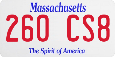 MA license plate 260CS8