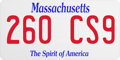 MA license plate 260CS9