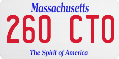MA license plate 260CT0