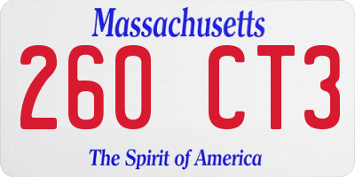 MA license plate 260CT3