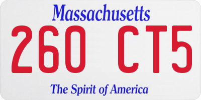 MA license plate 260CT5