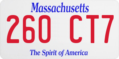 MA license plate 260CT7