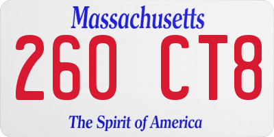 MA license plate 260CT8