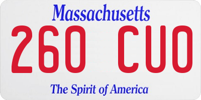 MA license plate 260CU0