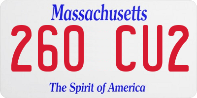MA license plate 260CU2