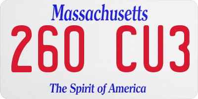 MA license plate 260CU3