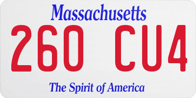 MA license plate 260CU4