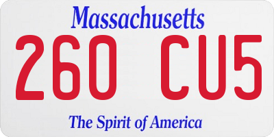 MA license plate 260CU5