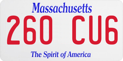MA license plate 260CU6
