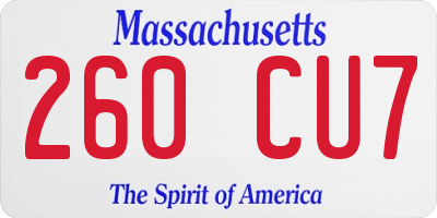 MA license plate 260CU7