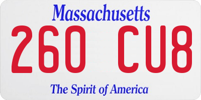 MA license plate 260CU8