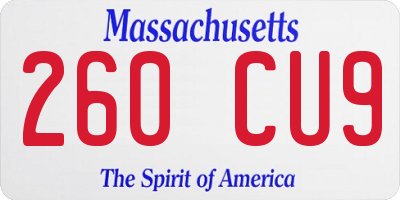 MA license plate 260CU9