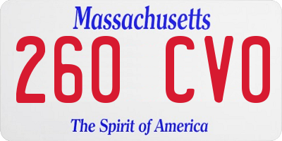 MA license plate 260CV0