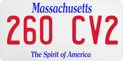 MA license plate 260CV2