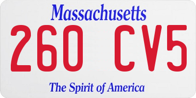 MA license plate 260CV5