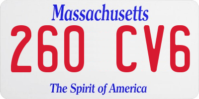 MA license plate 260CV6