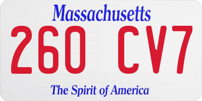 MA license plate 260CV7