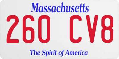 MA license plate 260CV8
