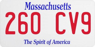 MA license plate 260CV9