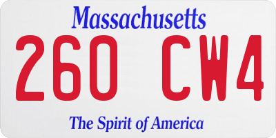 MA license plate 260CW4