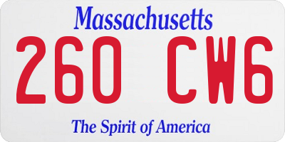 MA license plate 260CW6