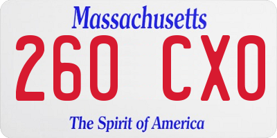 MA license plate 260CX0