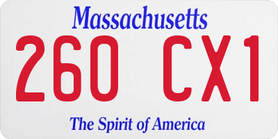 MA license plate 260CX1