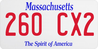 MA license plate 260CX2