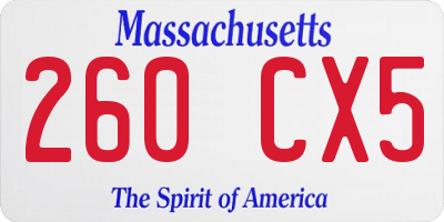 MA license plate 260CX5