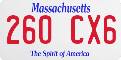 MA license plate 260CX6