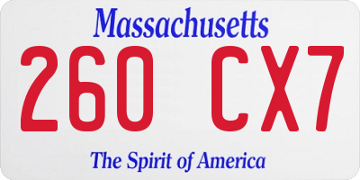 MA license plate 260CX7
