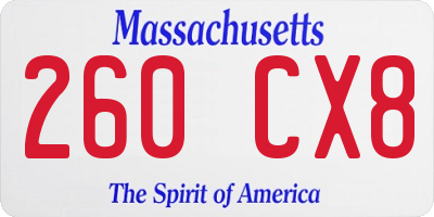 MA license plate 260CX8