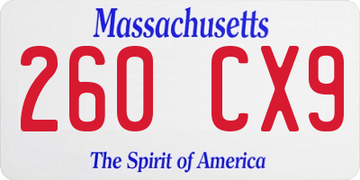 MA license plate 260CX9