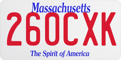 MA license plate 260CXK