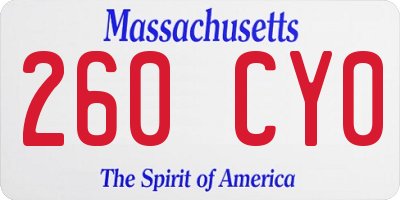 MA license plate 260CY0