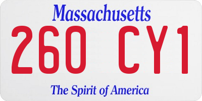 MA license plate 260CY1
