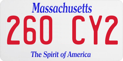 MA license plate 260CY2