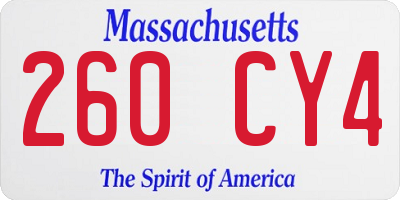 MA license plate 260CY4