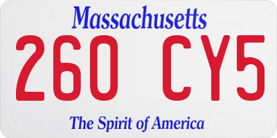 MA license plate 260CY5