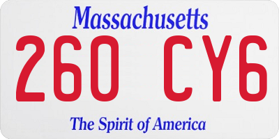 MA license plate 260CY6