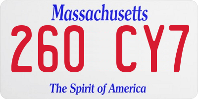 MA license plate 260CY7