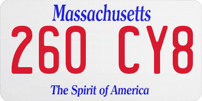 MA license plate 260CY8