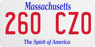 MA license plate 260CZ0