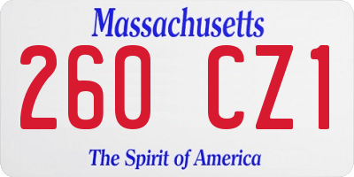MA license plate 260CZ1