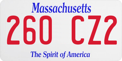 MA license plate 260CZ2