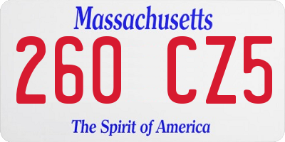 MA license plate 260CZ5
